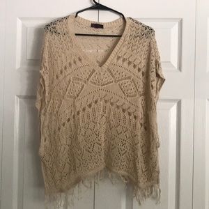 Beige sweater poncho top
